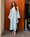Baby Blue Linen Fringe Set