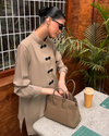 Taupe Mandarin Buttoned Set